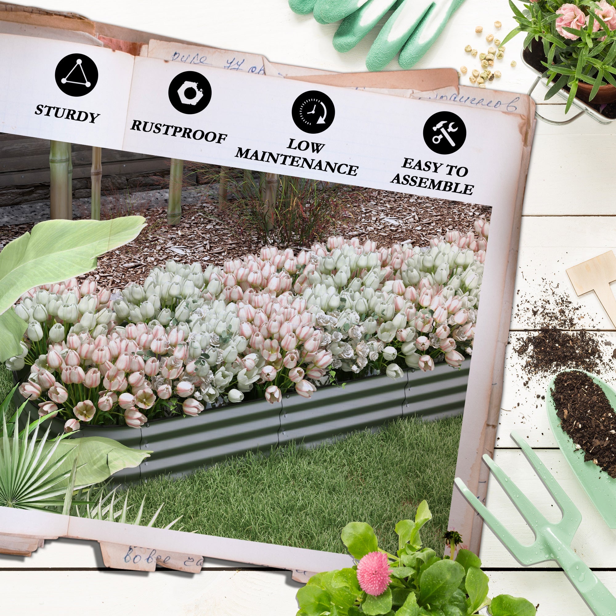 Outsunny Galvanized Raised Garden Bed Kit 79x2x1ft Metal Planter Box for Outdoor Gardening Silver