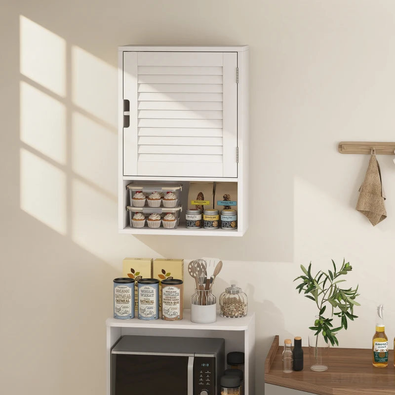 Bathroom Cabinet, Wall Mounted Storage Cabinet with Adjustable Shelves, 40 x 20 x 60 cm, White
