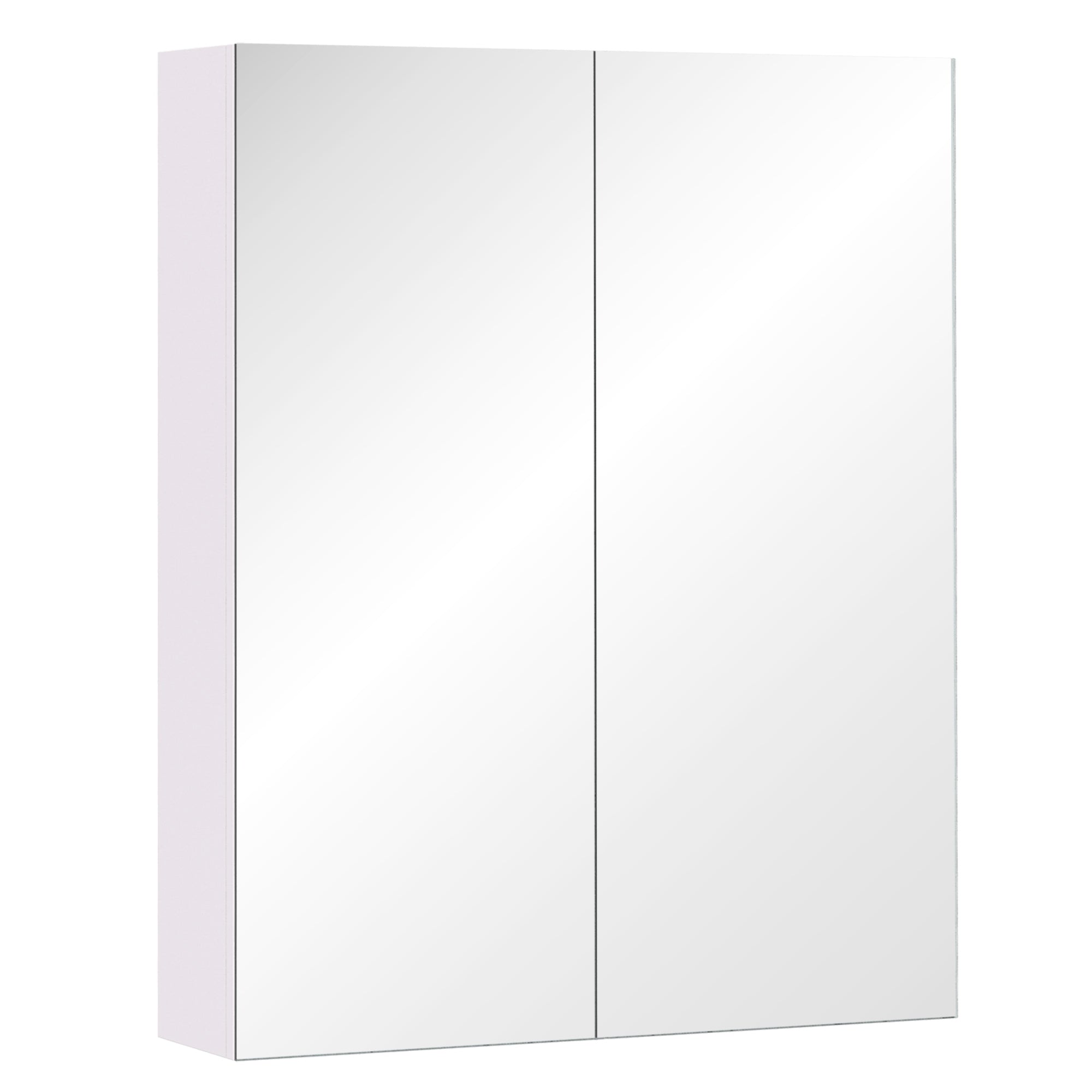 HOMCOM White Over Toilet Cabinet: Wall Mounted Bathroom Storage with Mirror & Adjustable Shelf Behind Double Doors
