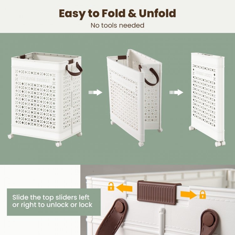 Collapsible Laundry Basket 20 Gallon Plastic Storage Bin-White