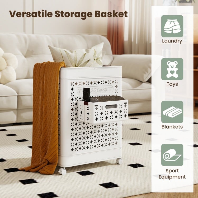 Collapsible Laundry Basket 20 Gallon Plastic Storage Bin-White