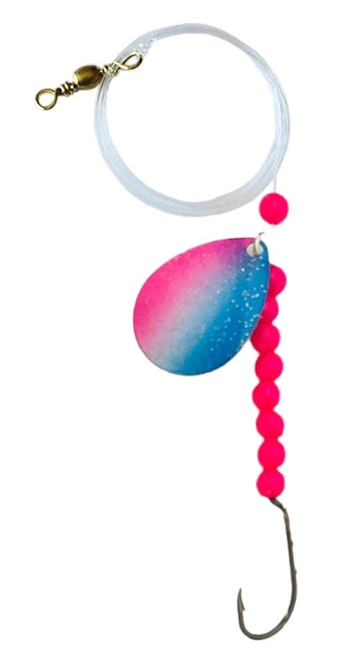 Single Hook Colorado Spinner – Pink Swirl Blade Lure