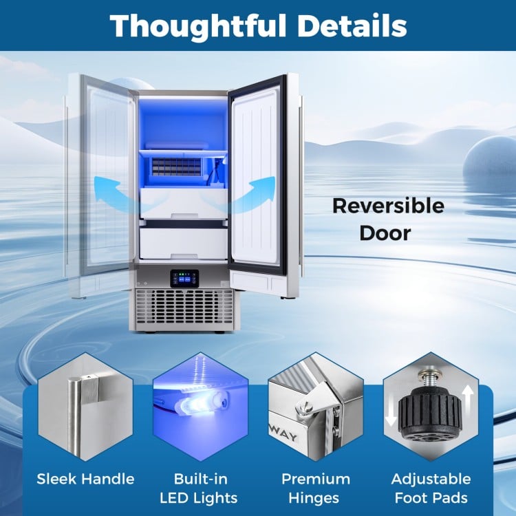 Commercial Under Counter Ice Maker 90 lbs/Day 15 Inch W Built-in
