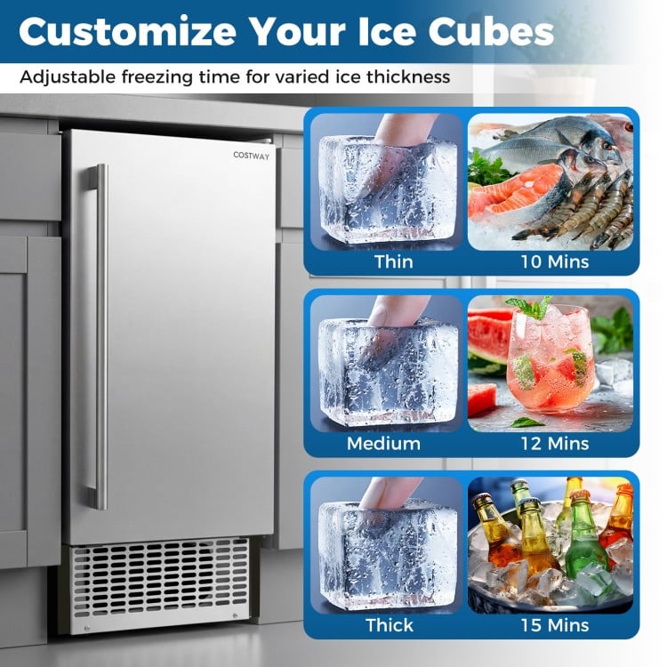 Commercial Under Counter Ice Maker 90 lbs/Day Built-in Freestanding Ice Making Machine