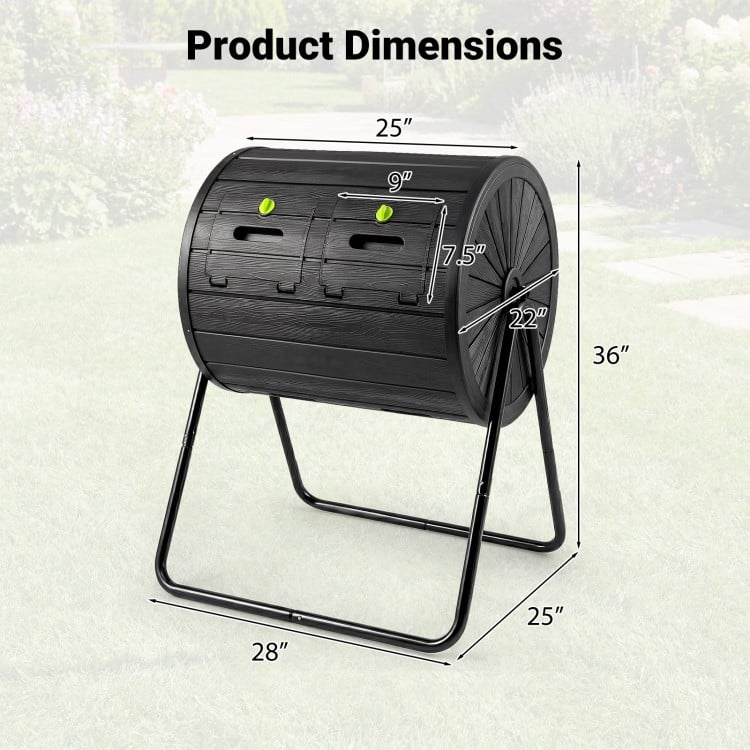 Compost Tumbler 37.5 Gallon Large Outdoor Compost Bin-Black