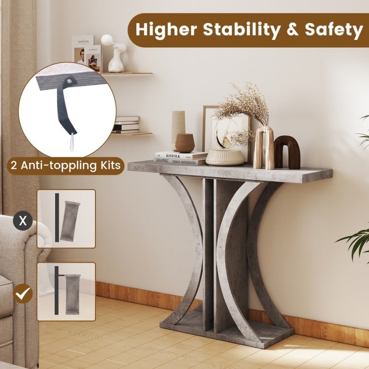 Console Table 39.5 Inch Rectangular Entryway Table with Geometric Frame-Gray