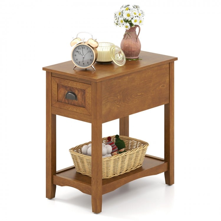 Contemporary Chair Side End Table Compact Table with Drawer Nightstand-Yellow