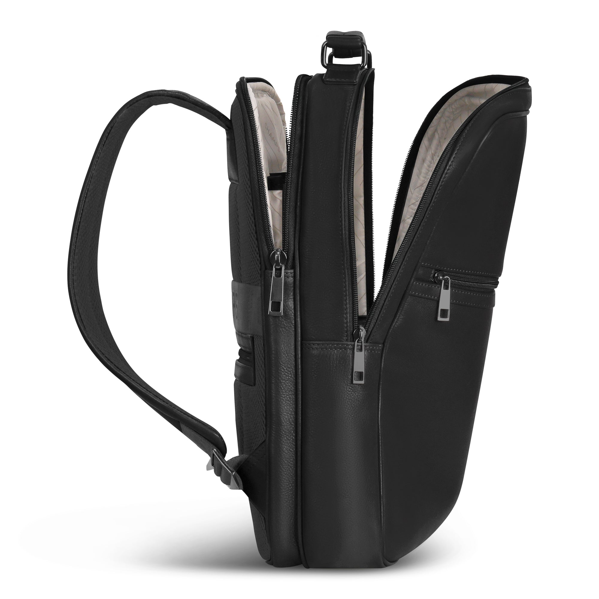 Onyx / Leather Compact Backpack