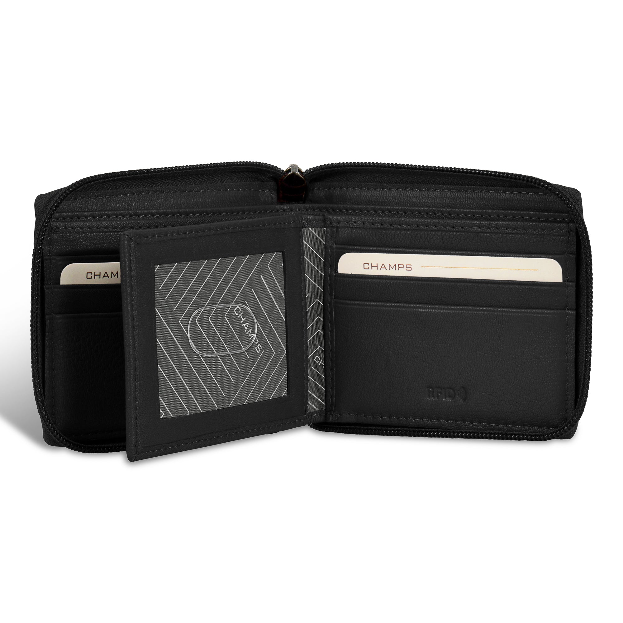 Onyx / Leather Zip Around Wallet