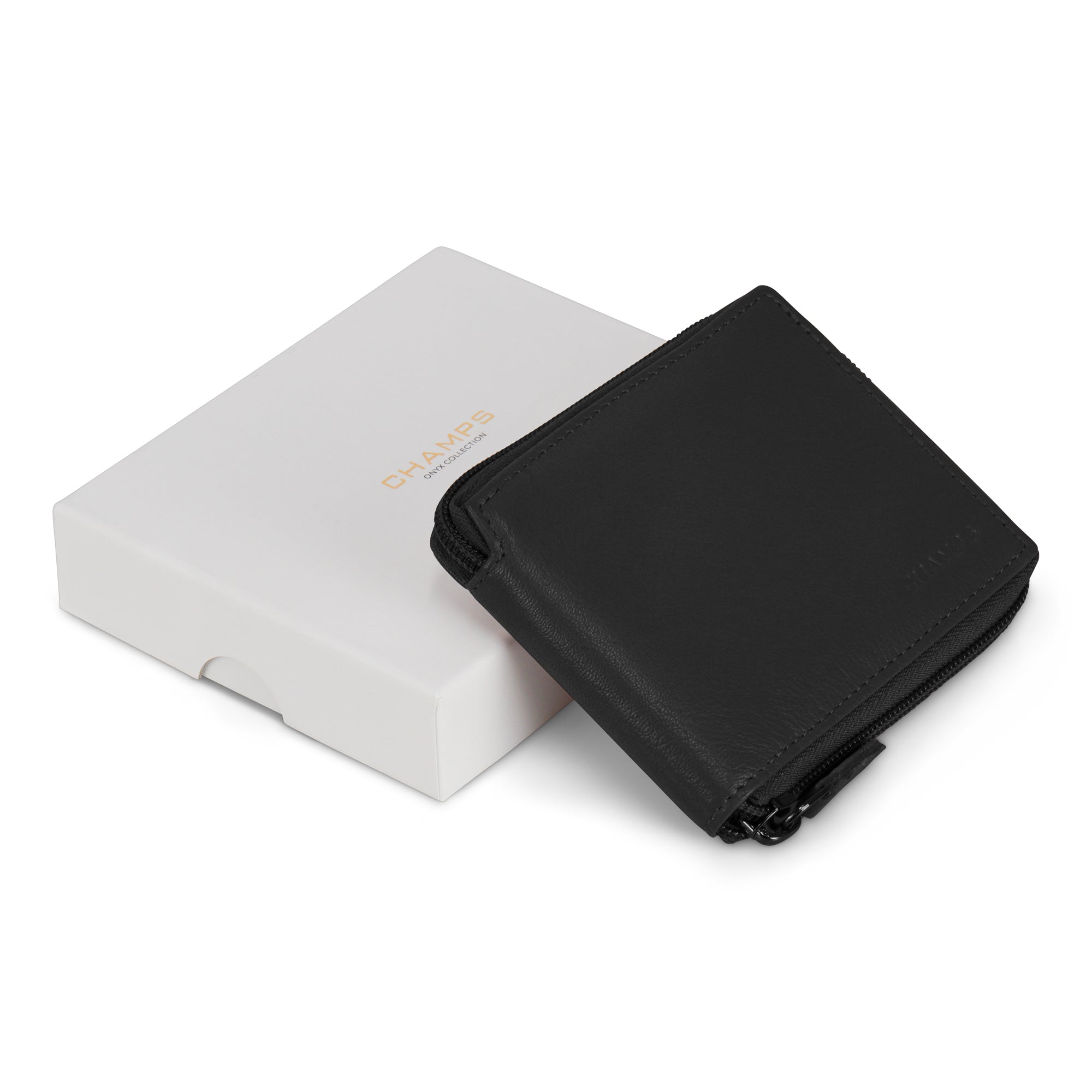 Onyx / Leather Zip Around Wallet