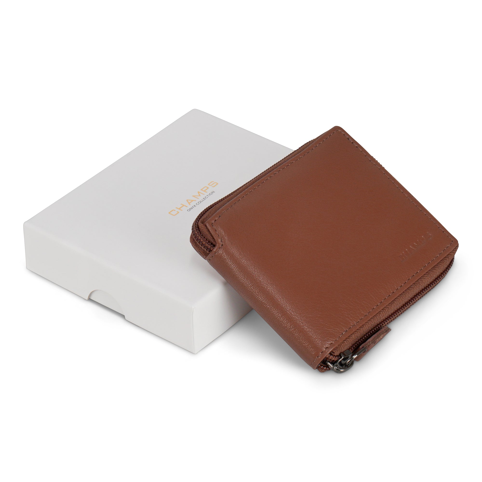 Onyx / Leather Zip Around Wallet