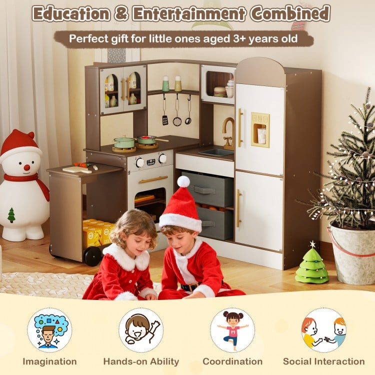 Corner Kitchen with Lights and Sounds for Kids Ages 3+-Coffee