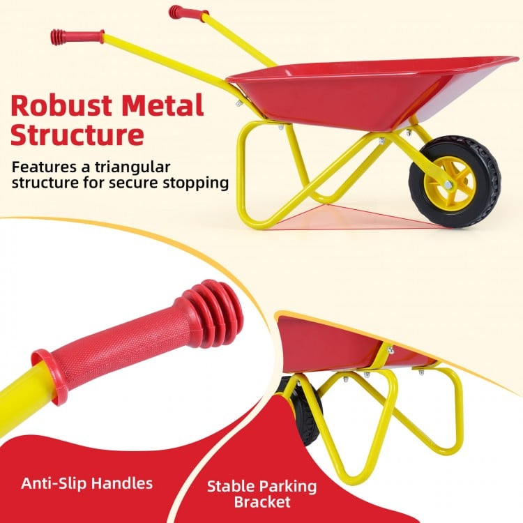 Kids Wheelbarrow with All-Terrain Wheels-Red
