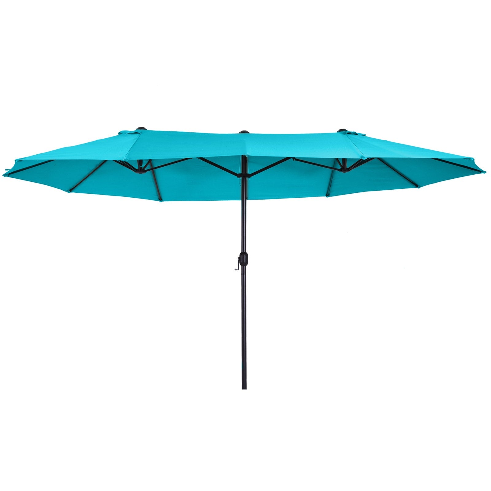 Outsunny 15' Double Canopy Patio Umbrella Sunshade Steel w Lift Crank Sky Blue