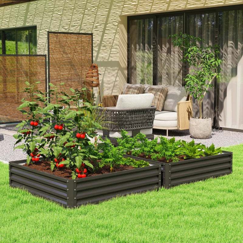 Raised Garden Bed Galvanized Steel Planter Box for Vegetables, Flowers, Herbs, Black