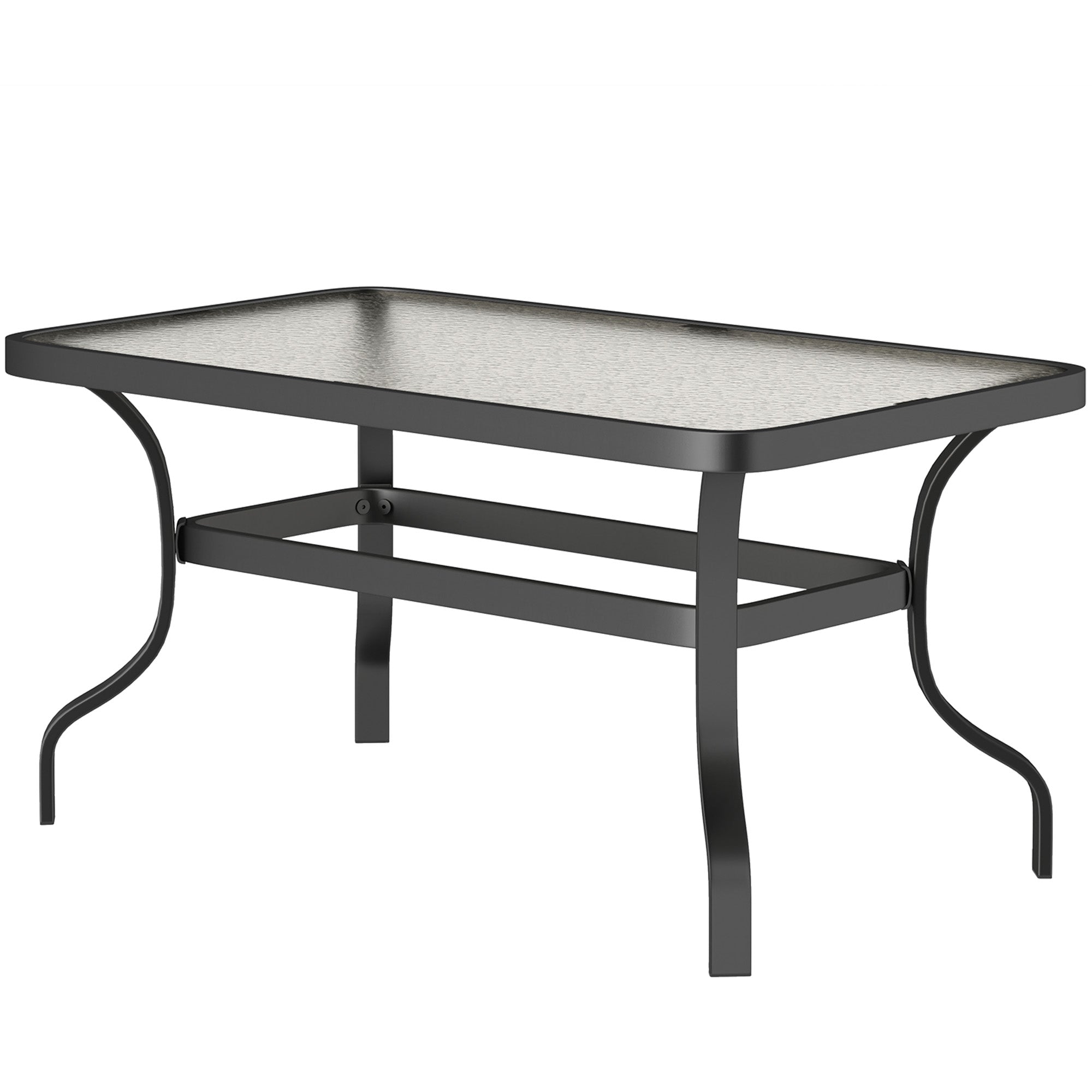 Outsunny 37" Patio Coffee Table with Tempered Glass Top, Outdoor Coffee Table with Metal Frame, Black