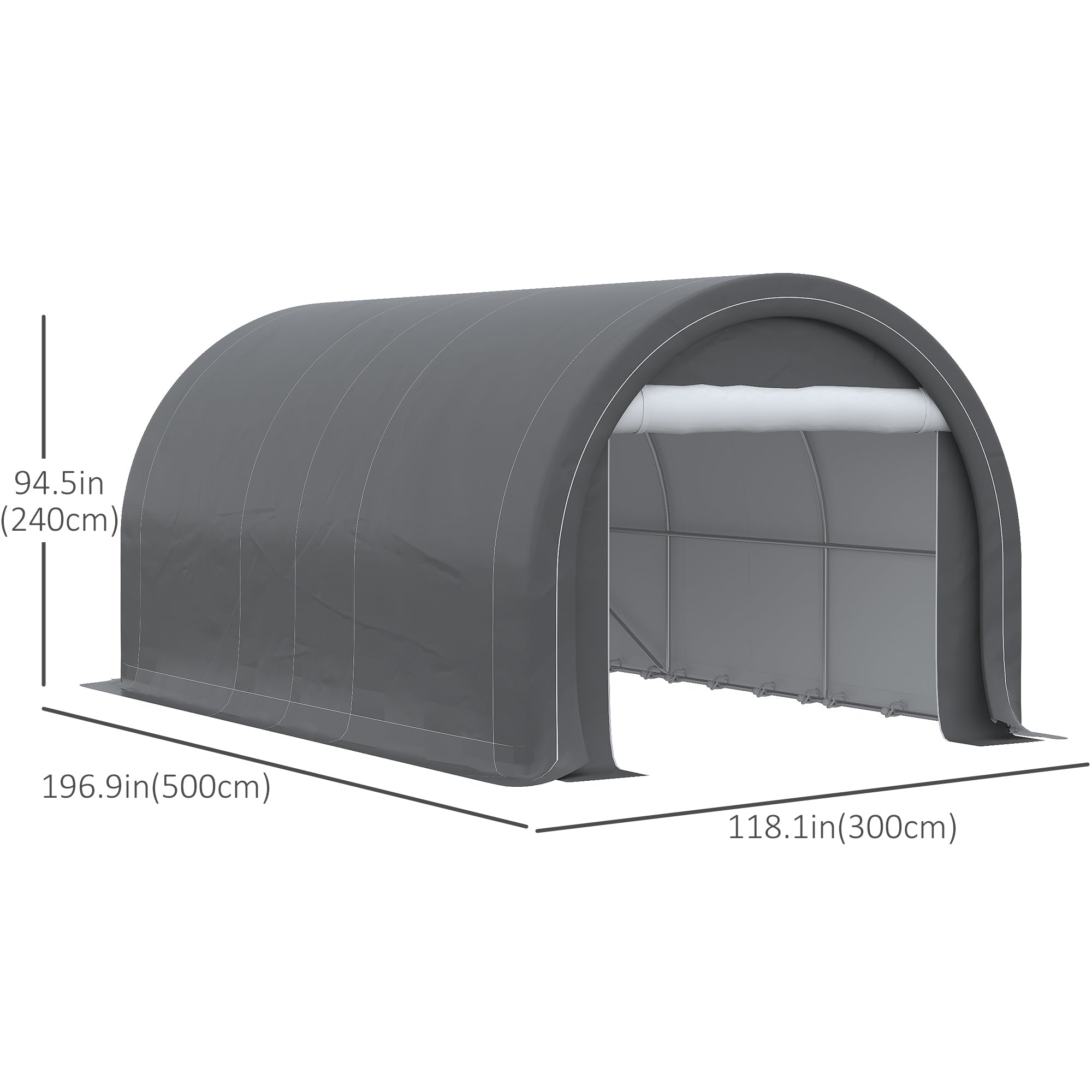 Outsunny Carport 16'x10' Heavy Duty Garage Storage Tent with Zippered Door Anti-UV PE Cover