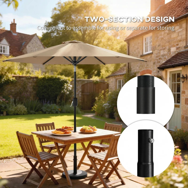 Patio Sun Umbrella, Outdoor Parasol with 6 Ribs, Coffee