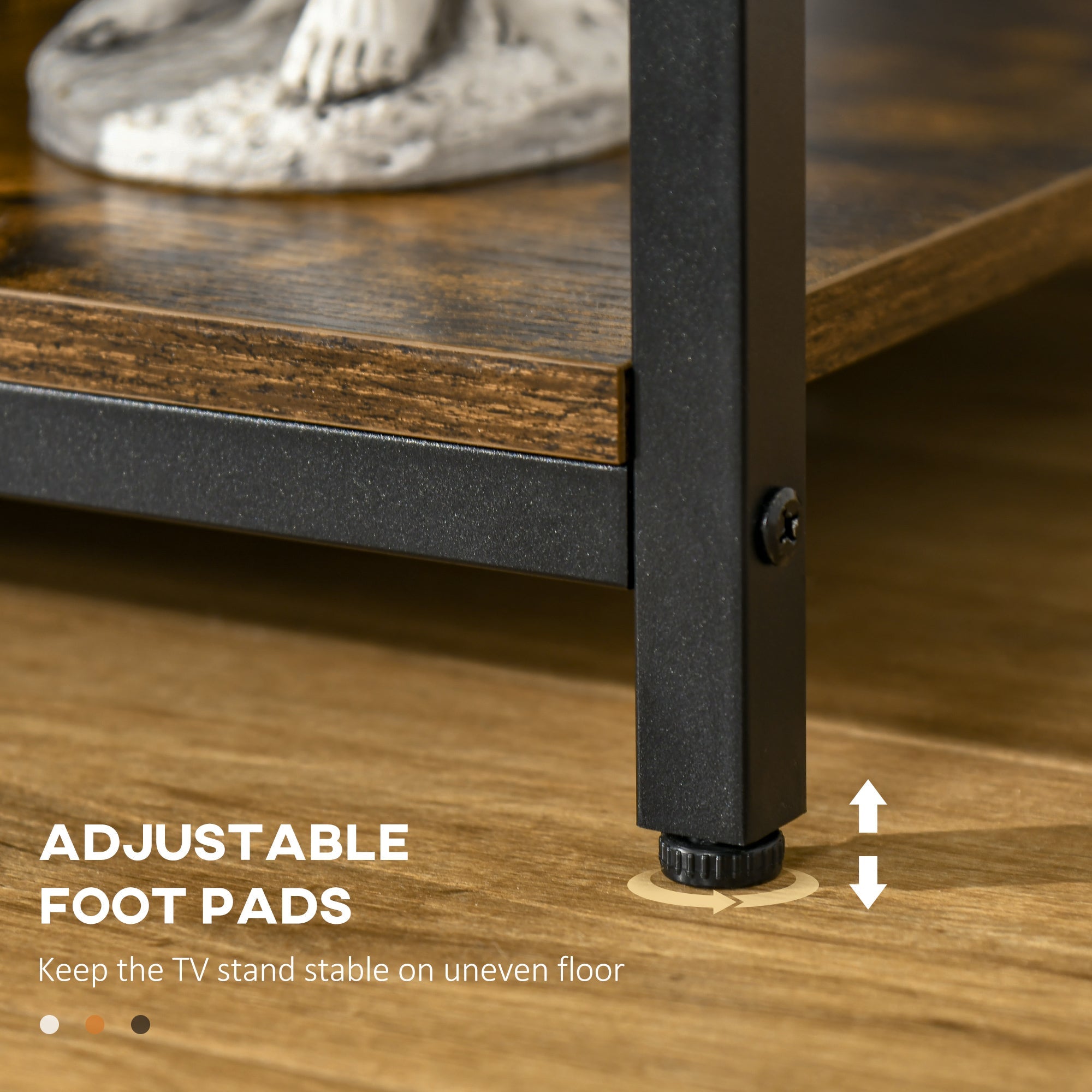 HOMCOM Rustic Brown Media Maven: TV Stand for 55" TVs, Console with Open Storage Shelves for Living Room