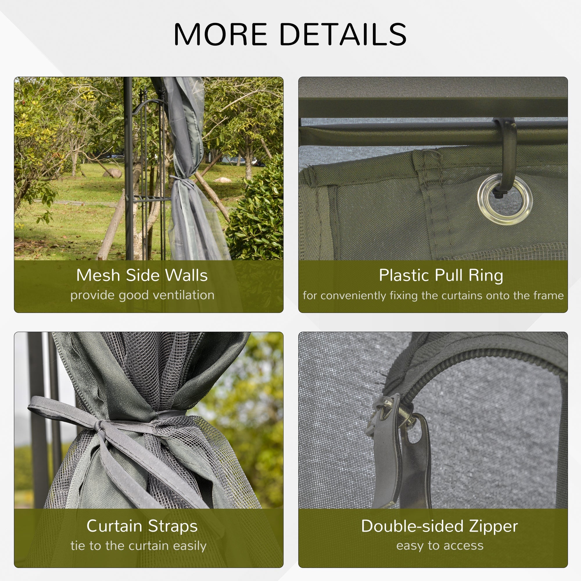 Outsunny 10'x10' Steel Outdoor Patio Gazebo Canopy Grey with Mesh Curtains Shelves