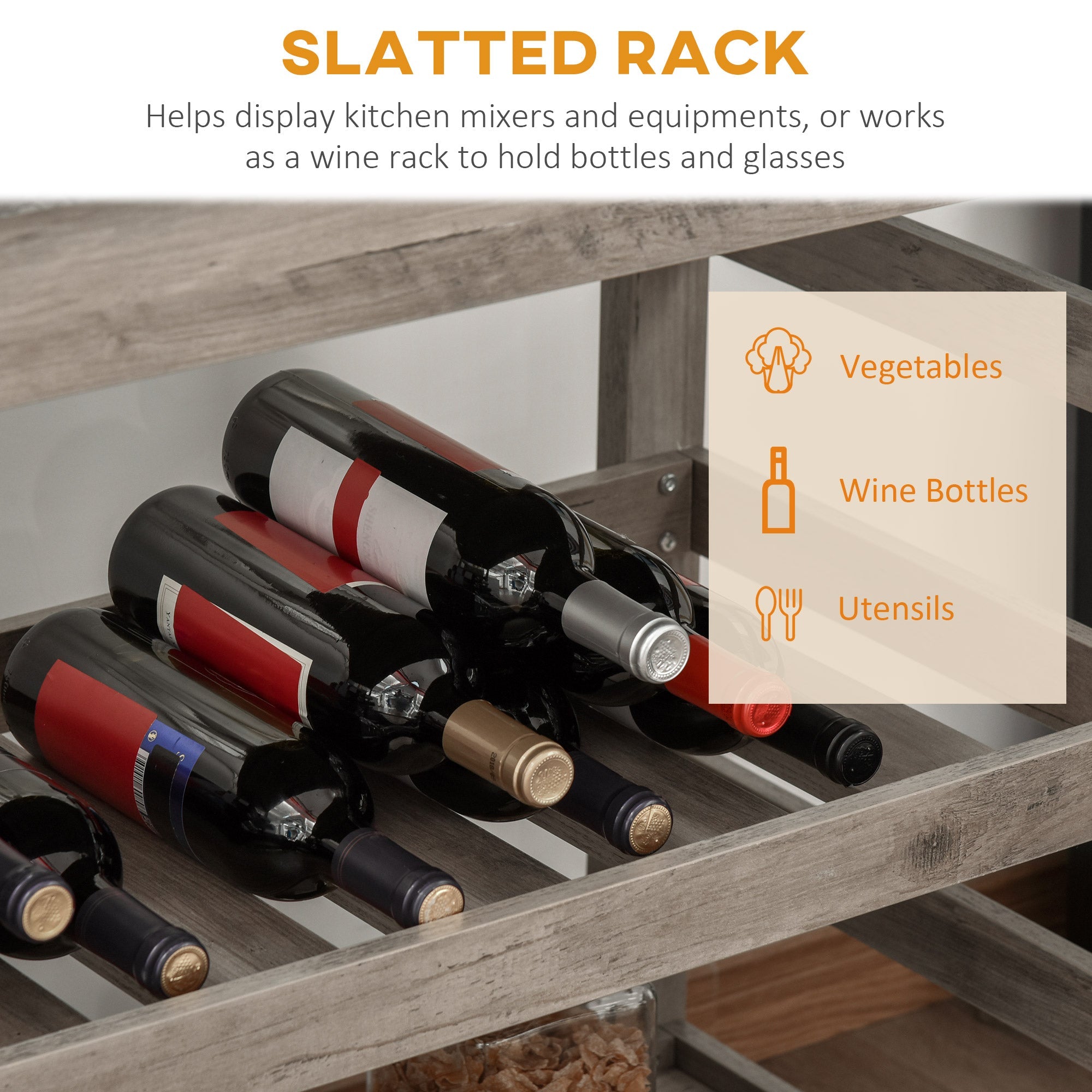 HOMCOM Culinary Companion: Rolling Kitchen Island Cart with Concrete Effect Top, Wine Rack Storage, Grey Utility Trolley