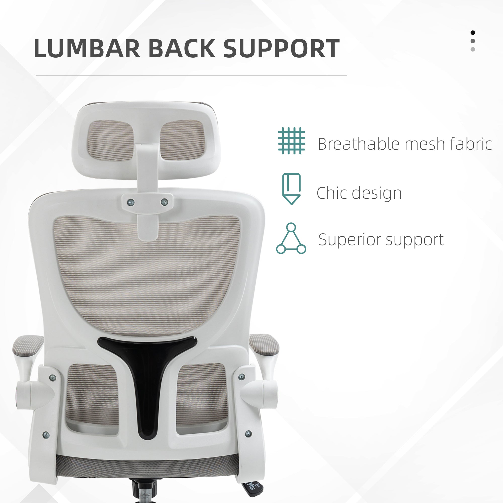 Vinsetto Ergonomic Mesh Office Chair High Back Computer Desk Chair with Adjustable Headrest Lumbar Support Armrests Height Grey