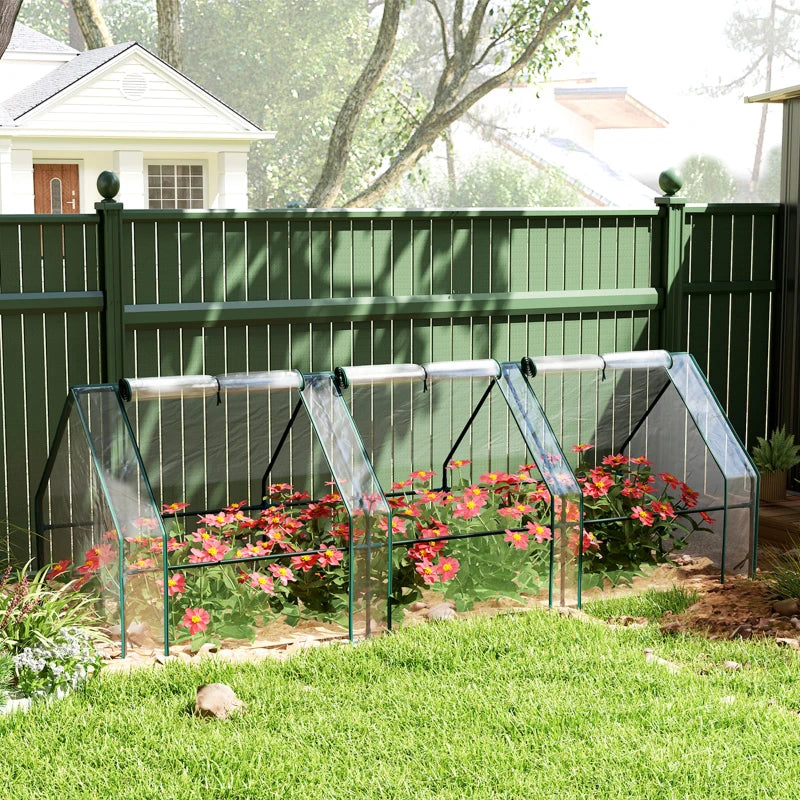Portable Mini Greenhouse Tunnel Growing Tent Plants Flower Warm House w/ Zippered Roll-up Doors, Clear