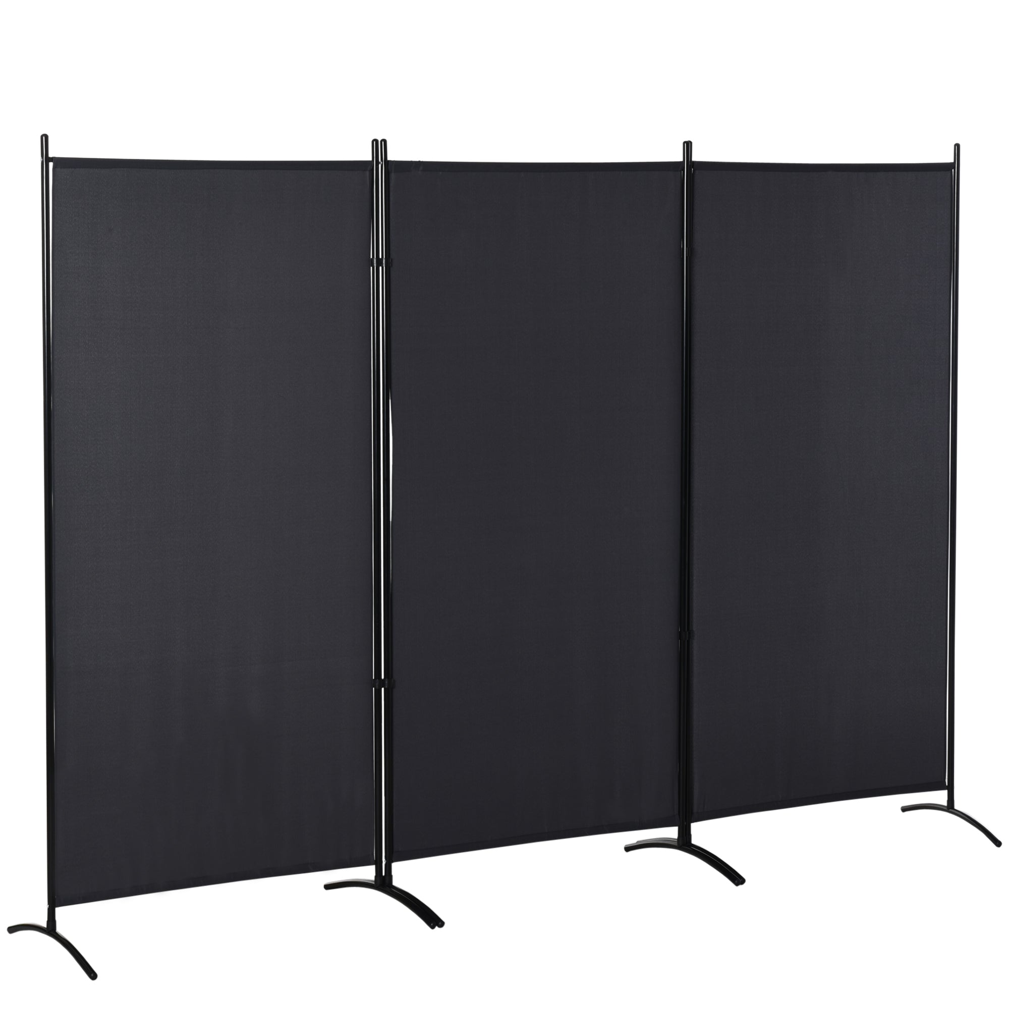 HOMCOM Charcoal Chic: 6' 3-Panel Double Hinged Folding Wall Privacy Screen for Indoor Home Office, Charcoal Grey Finish