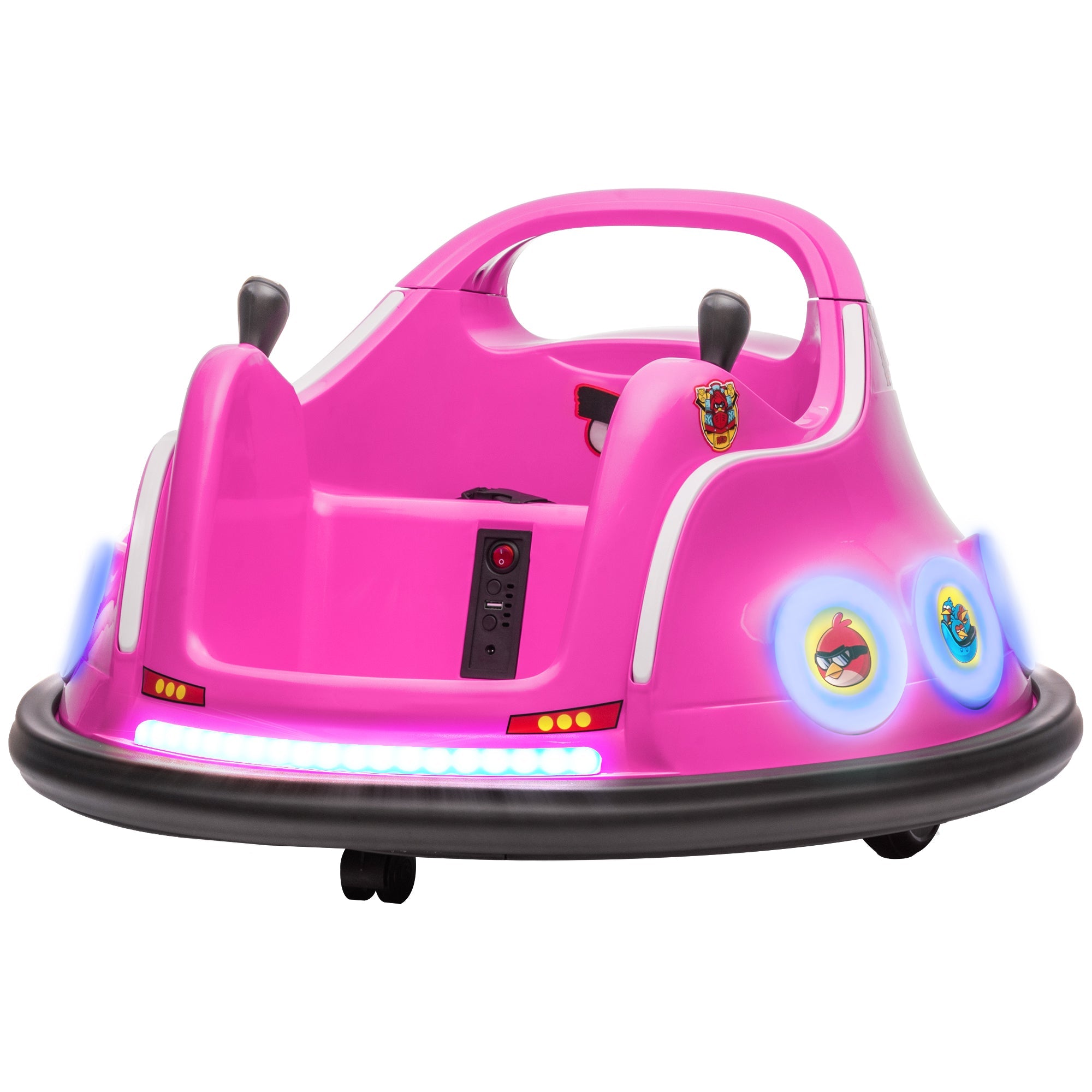 Qaba Angry Bird Licensed Electric Ride on Car, 12V Bumper Car for Kids w/ Dual Joysticks, 360 Degree Spin, Pink
