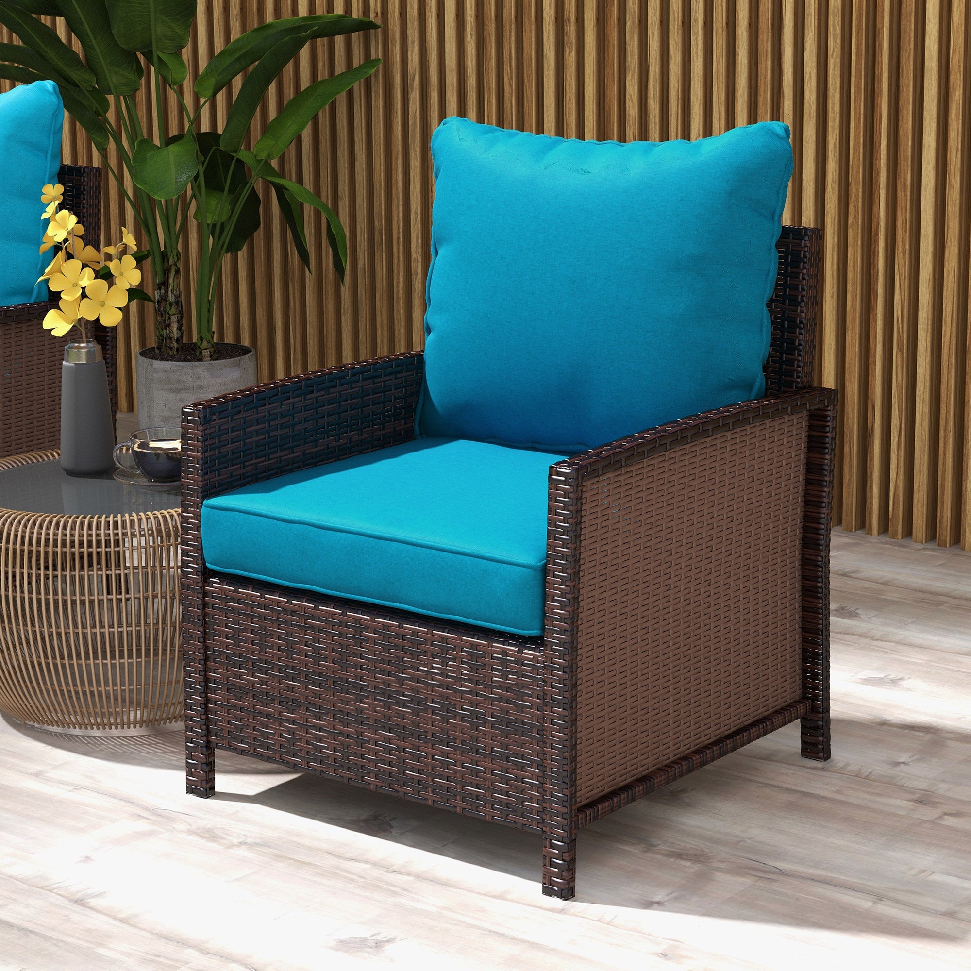 Outsunny 4-Piece Green Patio Chair Cushion Set with Back Support, Indoor/Outdoor Comfort, Easy-Tie Attachments