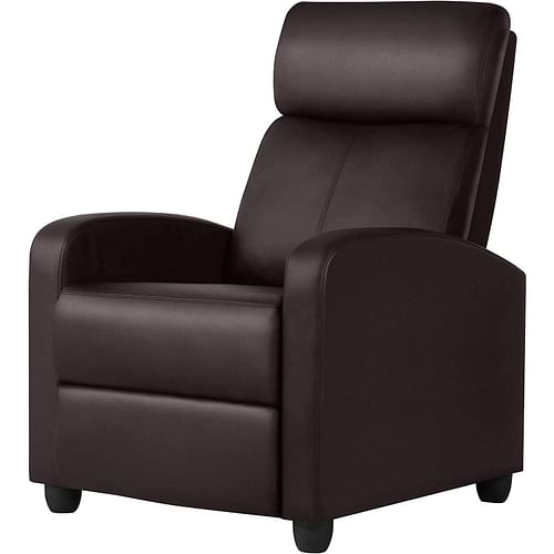 Dark Brown High-Density Faux Leather Push Back Recliner Chair - Free Shipping