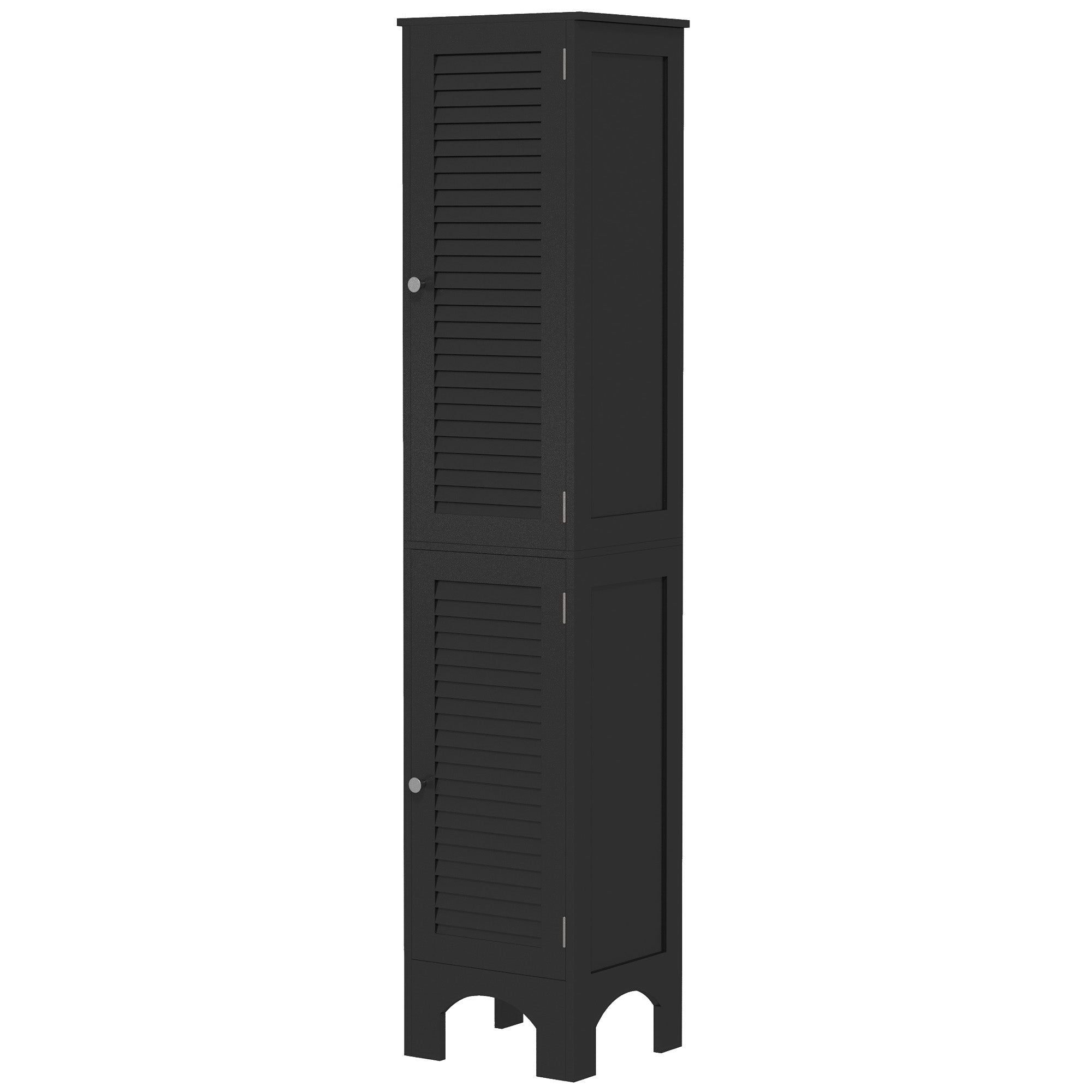 HOMCOM Narrow Tall Bathroom Storage Cabinet Shelves Doors Black