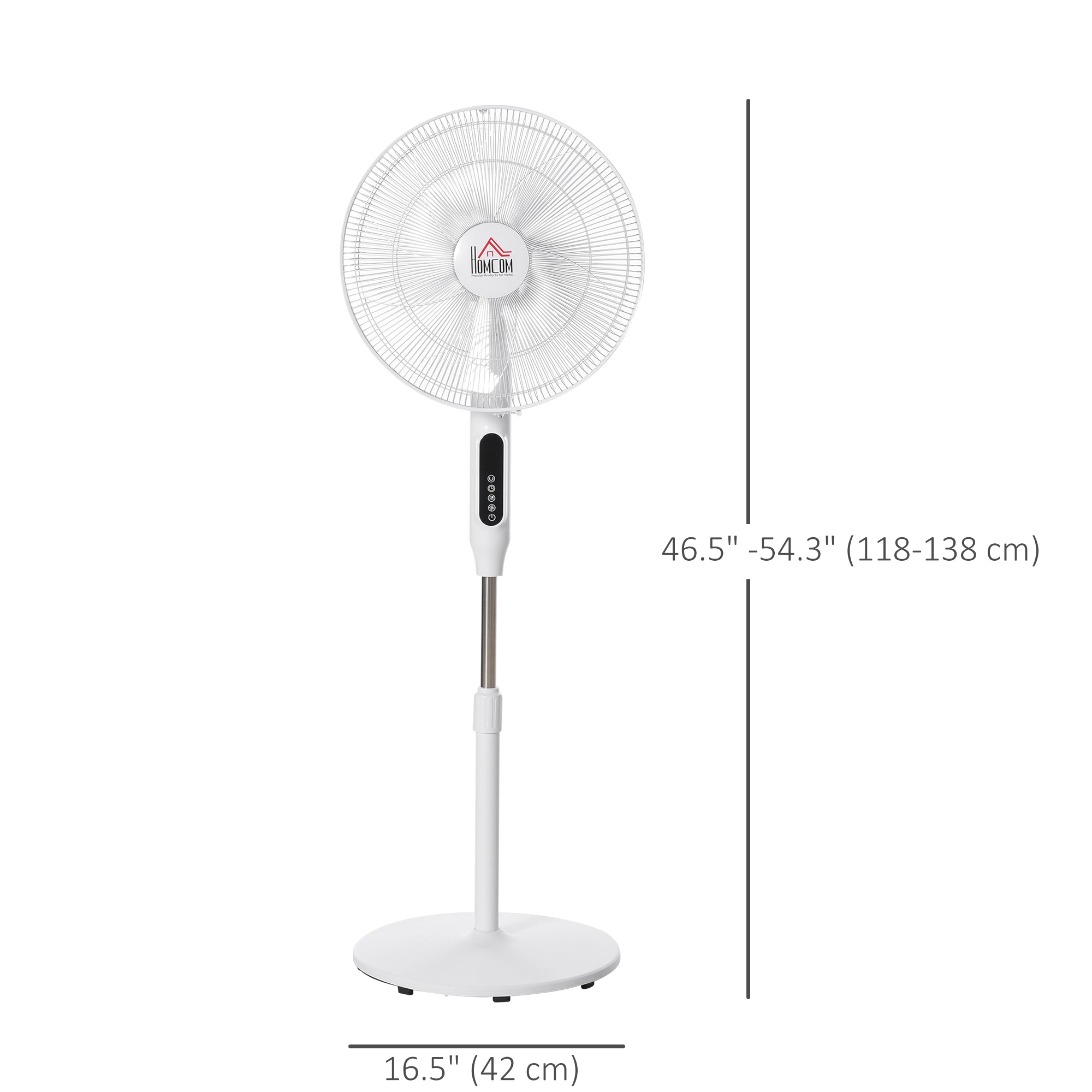 HOMCOM Standing Floor Fan with Remote Tall Pedestal Cooling Fan for Home Bedroom White