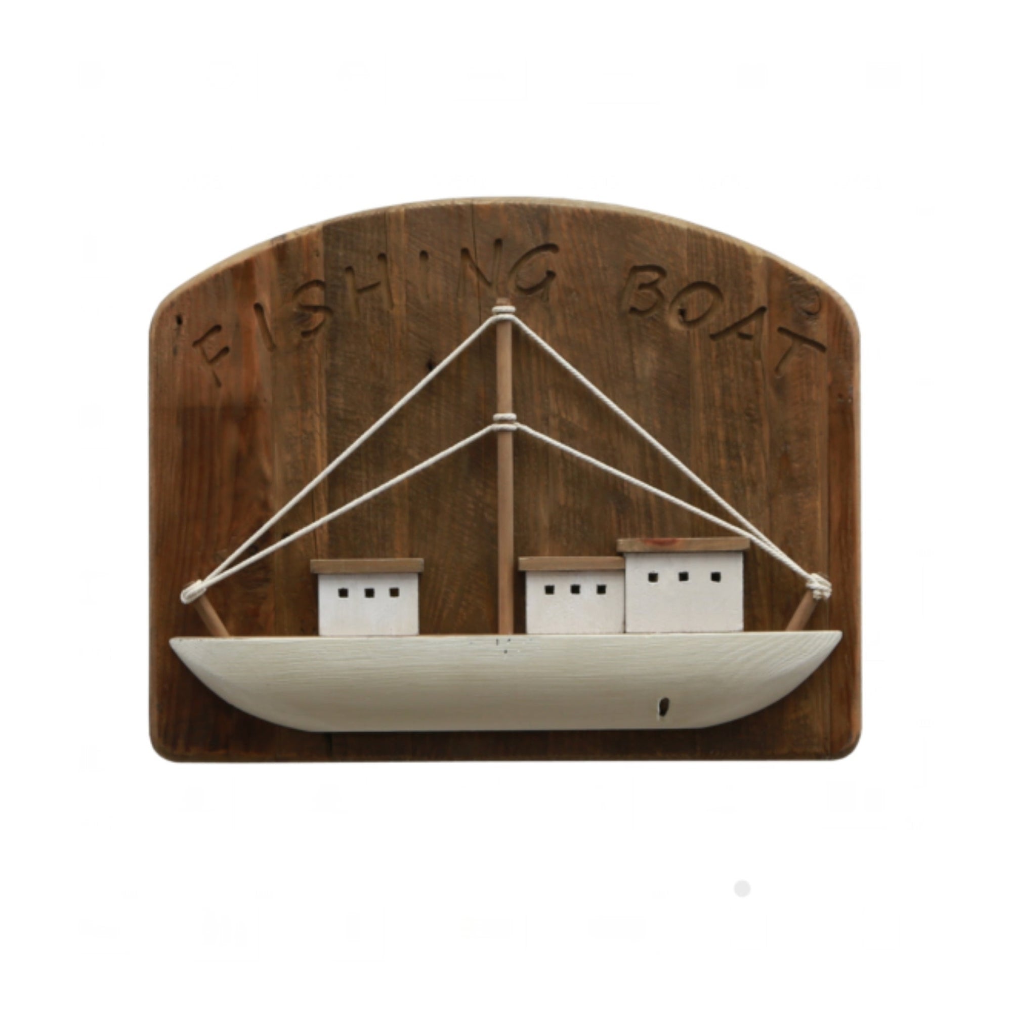 Reclaimed Wooden Fishing Boat Wall Decor, White