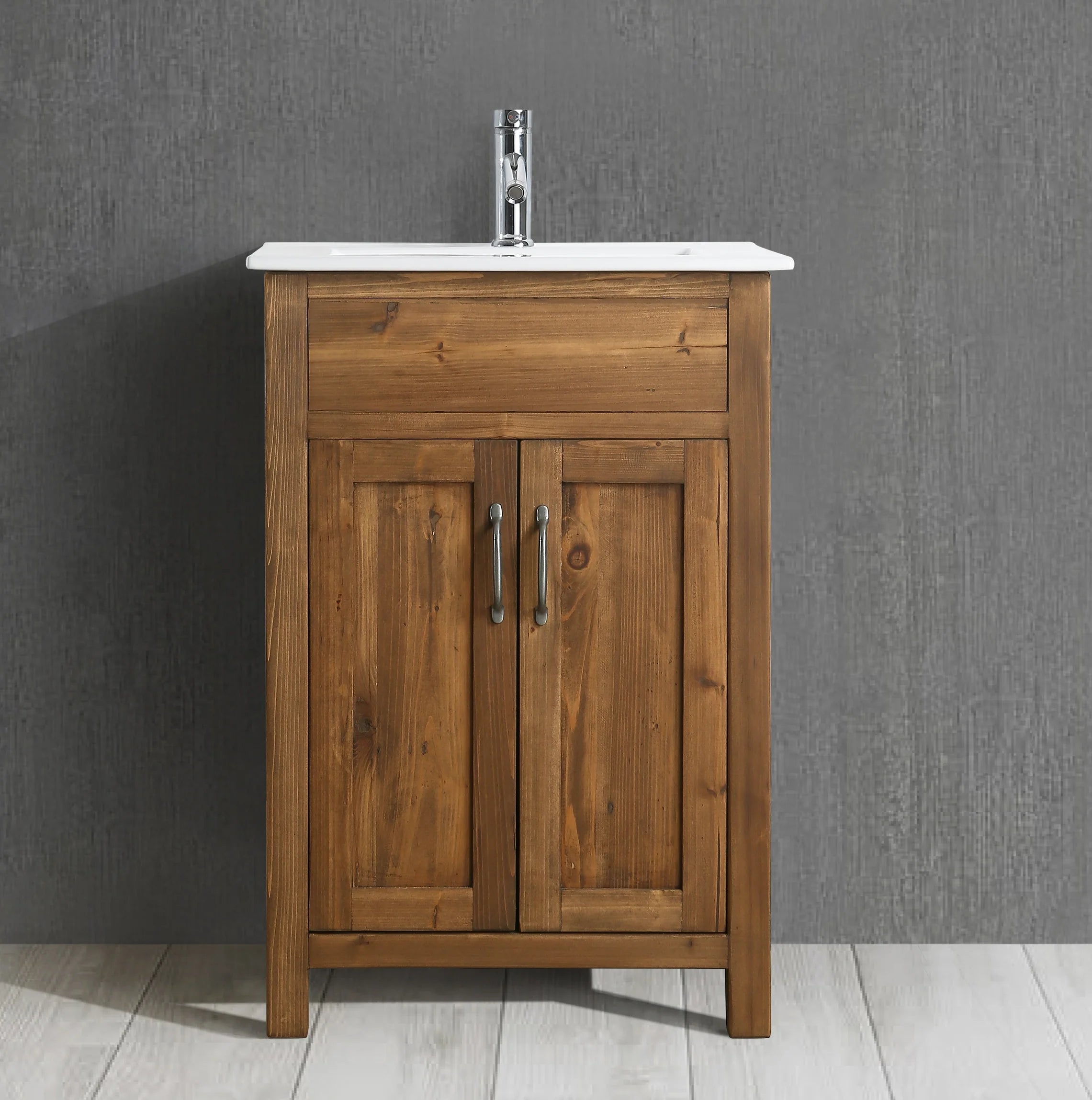 Bryson 24" Single Sink Vanity In Walnut with Porcelain Top