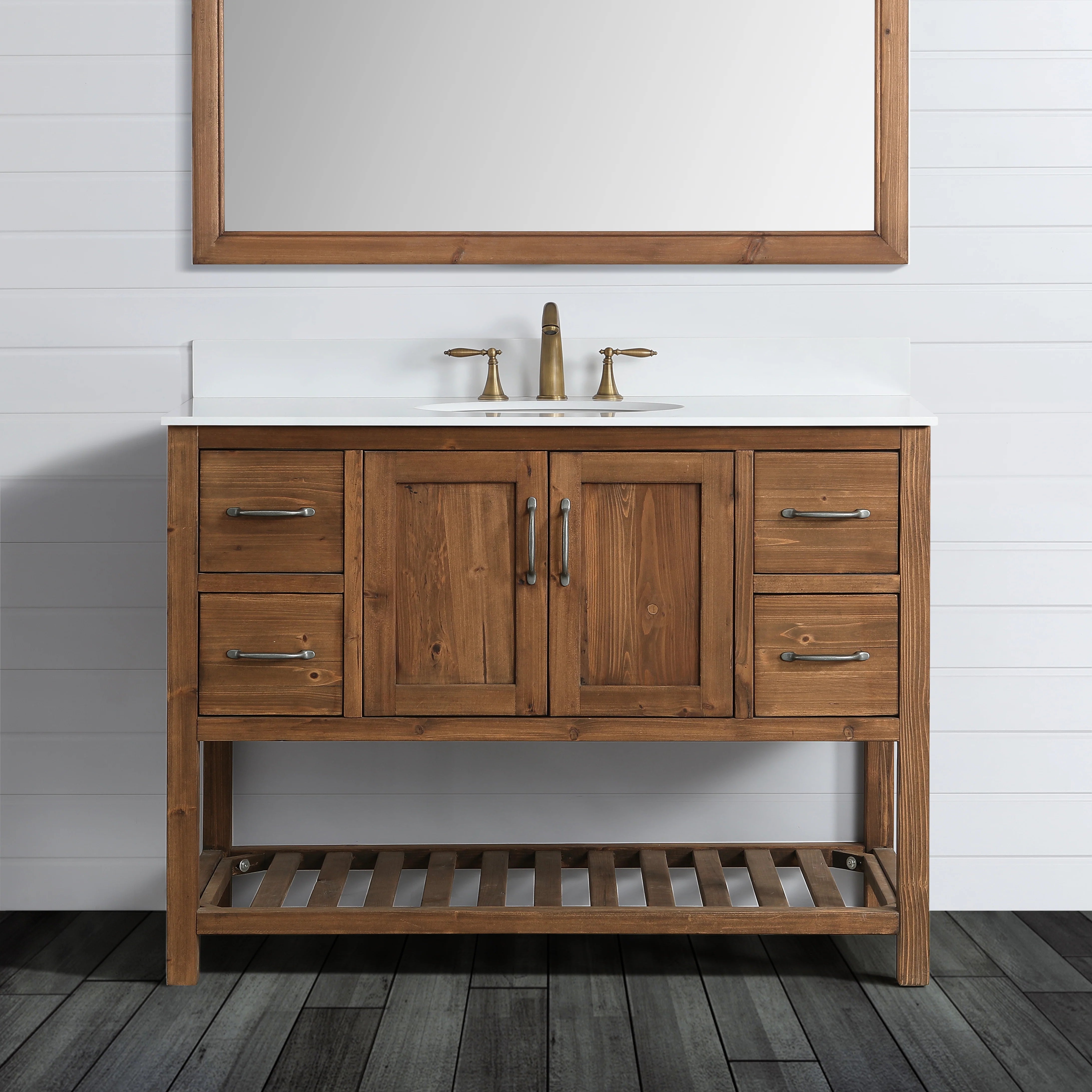 Austin 48" Vanity Base Built With Reclaimed Wood in Walnut Finish