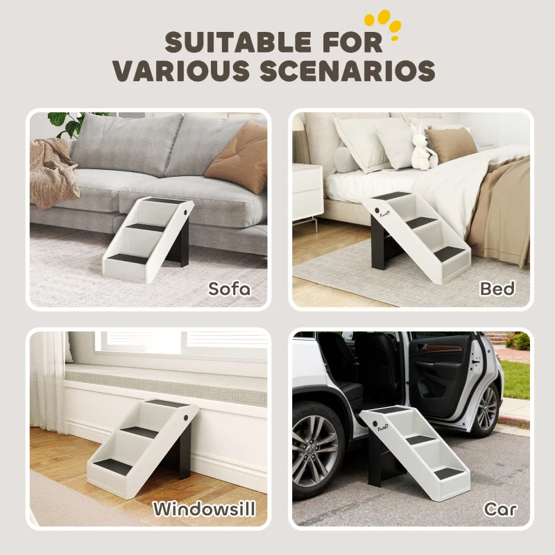 Dog Stairs for Small Dogs, 14.5" H Foldable Pet Ramp with 3 Non-Slip Steps for High Beds or Sofas