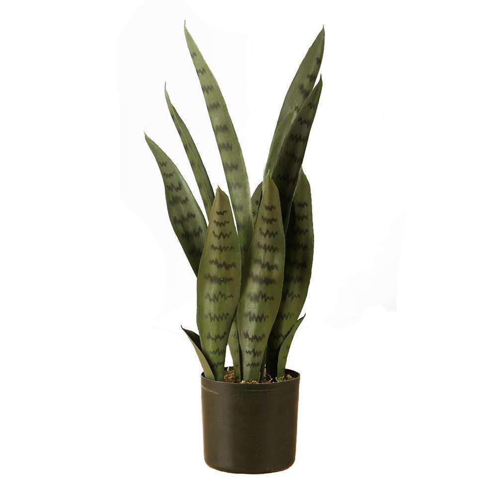 Dezi Artificial Snake Sansevieria Dark Green Potted Plant 21''