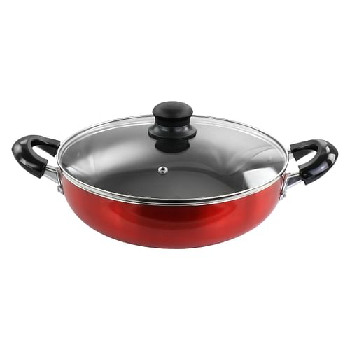 Better Chef 10 Inch Red Aluminum Deep Frying Pan with Glass Lid - Free Shipping