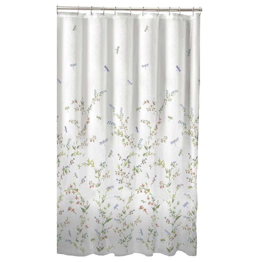 Floral Dragonfly Polyester Machine Washable Shower Curtain - Free Shipping