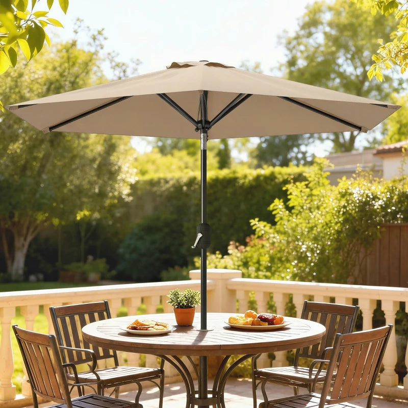 Patio Sun Umbrella, Outdoor Parasol with 6 Ribs, Coffee