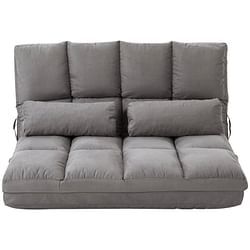 Dark Grey Polyester Suede Fabric Floor Sofa Bed Recliner with Adjustable Back - Free Shipping
