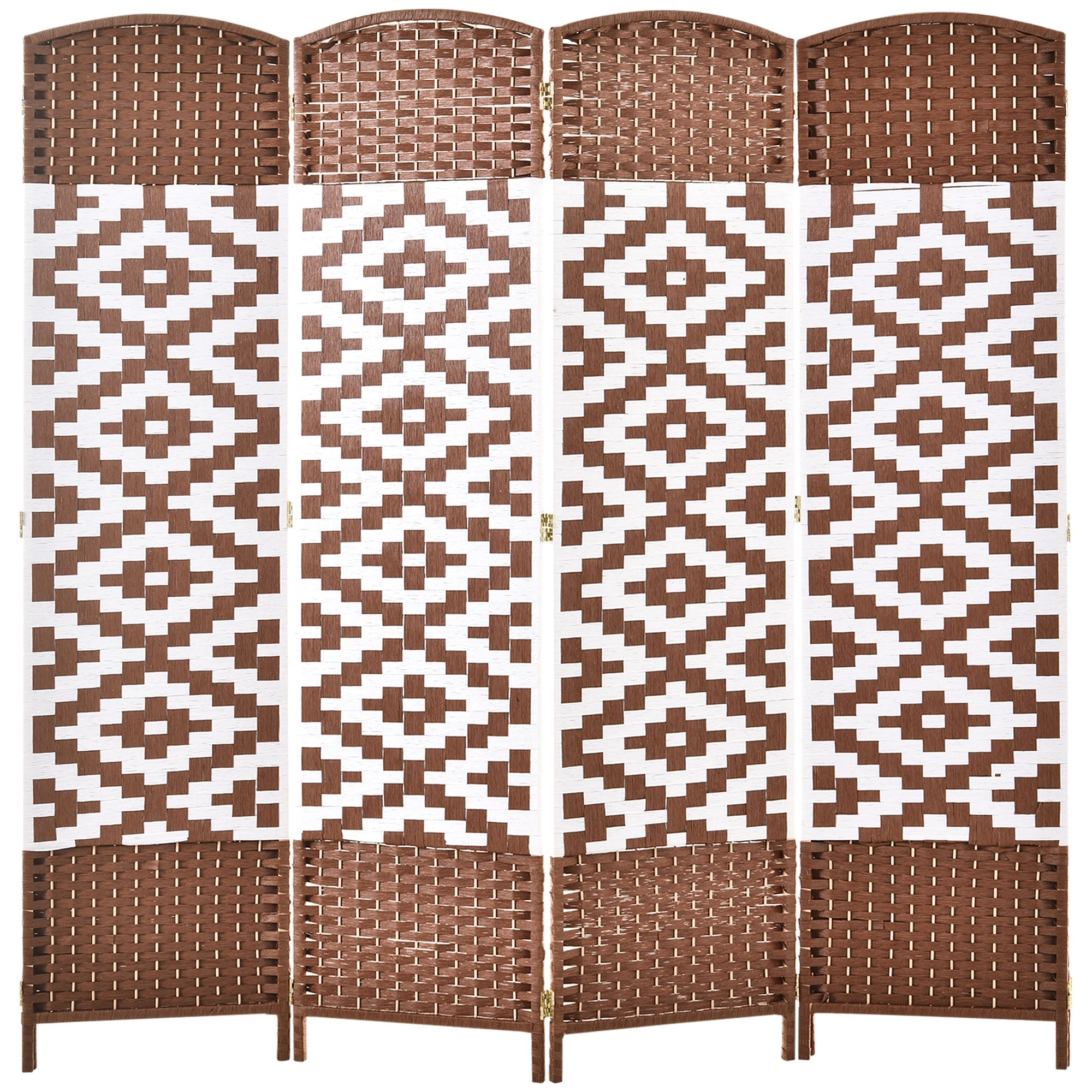 HOMCOM Geometric Allure Room Divider: 4-Panel Diamond Weave Folding Indoor Privacy Screen, Accent Style