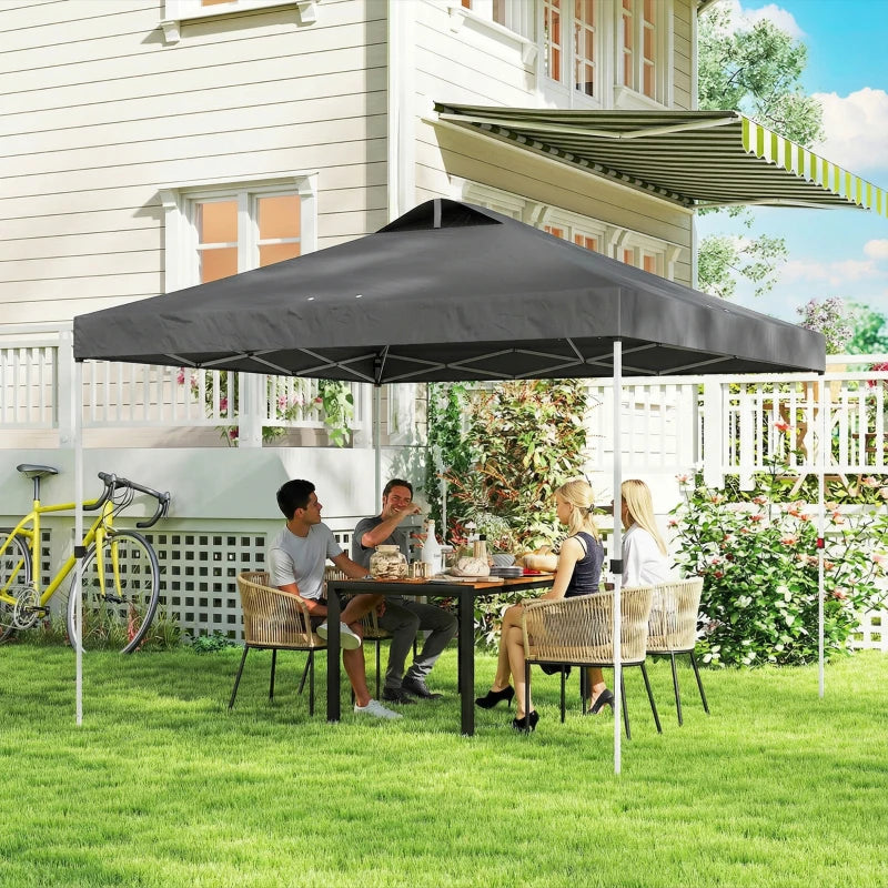 Pop Up Canopy Waterproof Canopy Tent with Carrying Bag for Parties Garden BBQs 9.8' x 9.8', Dark Grey