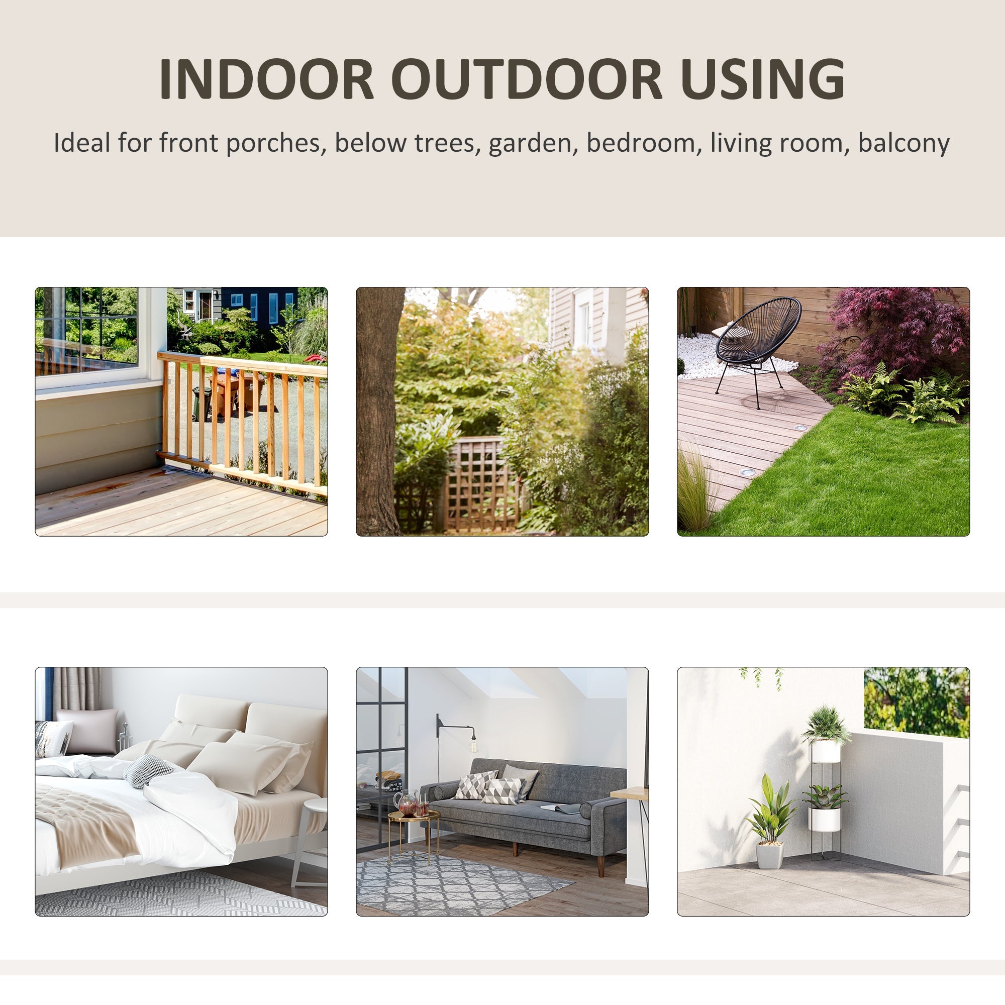 Outsunny Cotton Rope Hanging Hammock Chair Swing with Cushion Metal Frame for Patio Garden Cream White