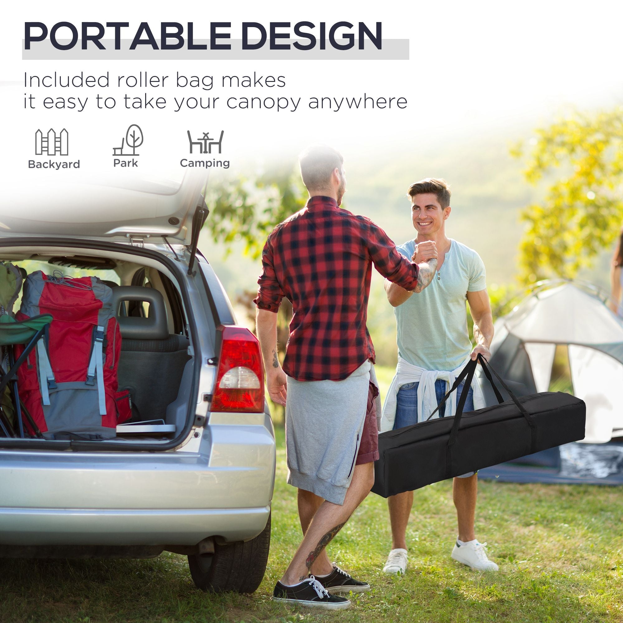 Outsunny 10' x 10' Pop Up Canopy Tent, Instant Shelter with Adjustable Height, Garden Outdoor Party Tent with Carry Bag, White