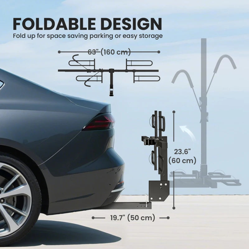 Hitch Bike Rack for Car, 200 lbs 2 Bike Rack with Platform Style, Safety Strap for 2" Receiver, Black