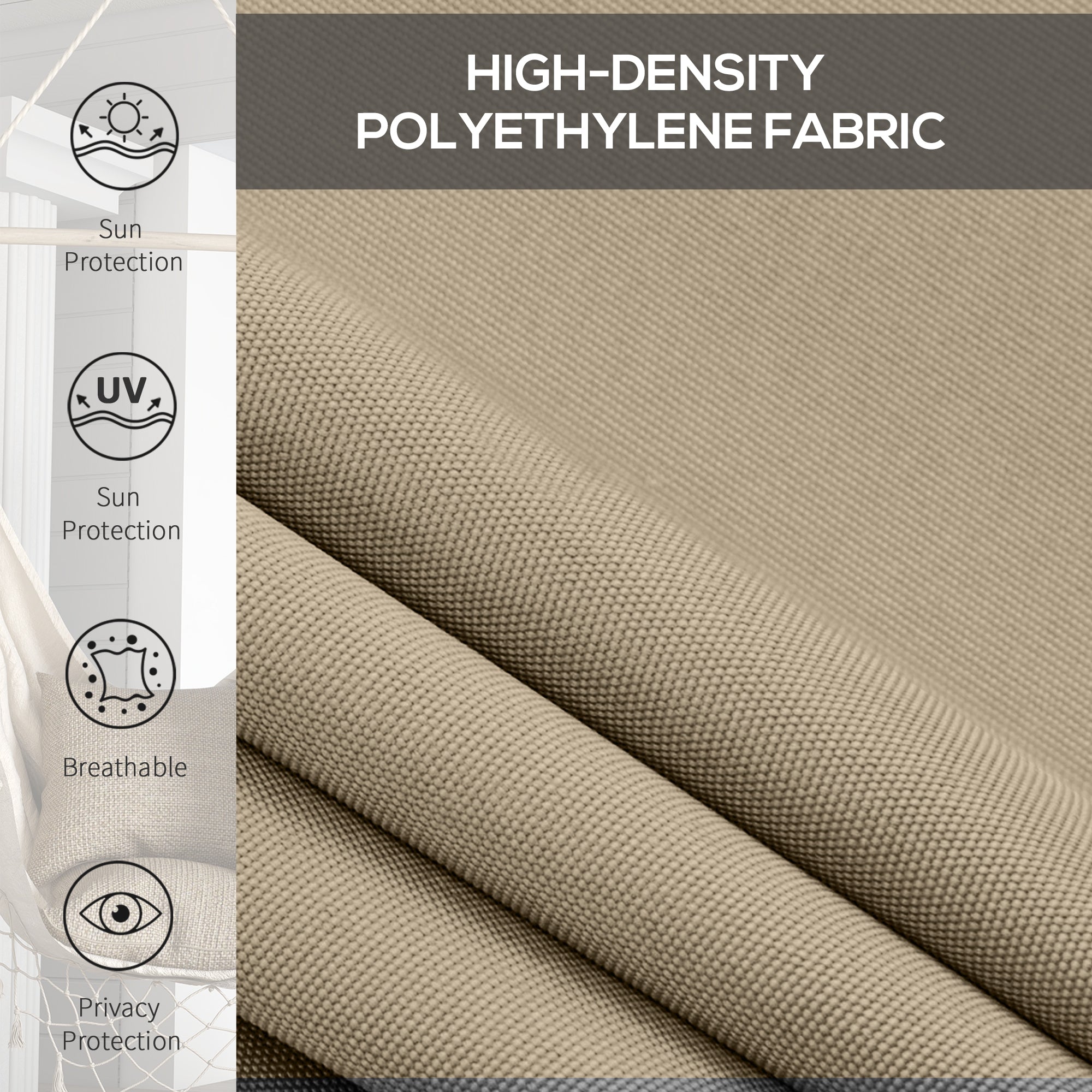 Outsunny 6' x 6' Patio Door Blinds, Outdoor Roller Shades, Cordless Roll Up Shade for Porch Gazebo, Beige