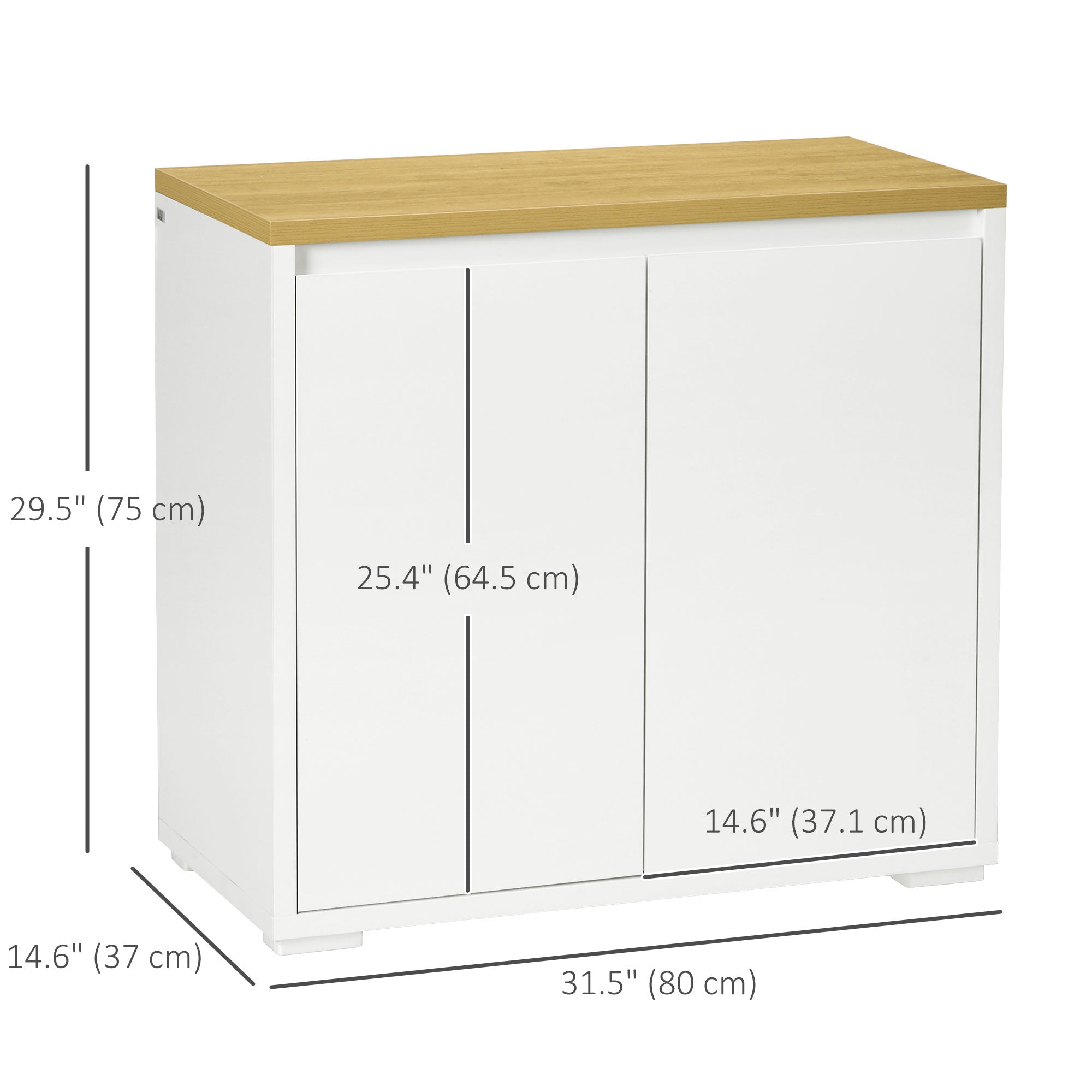 HOMCOM Classic White Buffet Table: Elegant Sideboard with Double Doors & Adjustable Shelf for Living Rooms & Entryways