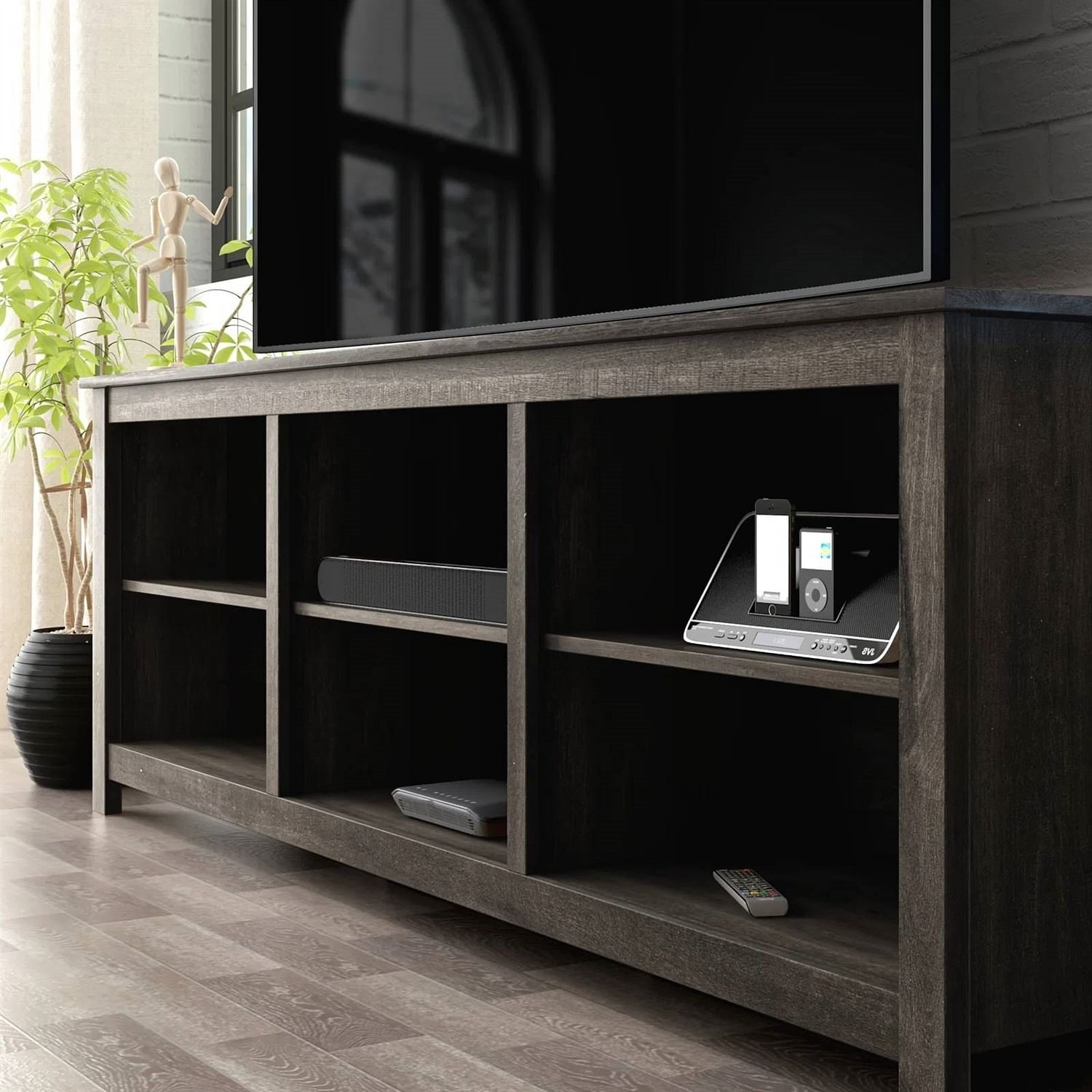 70-inch Dark Brown Wood TV Stand Entertainment Center for TV up to 78-inch - Free Shipping